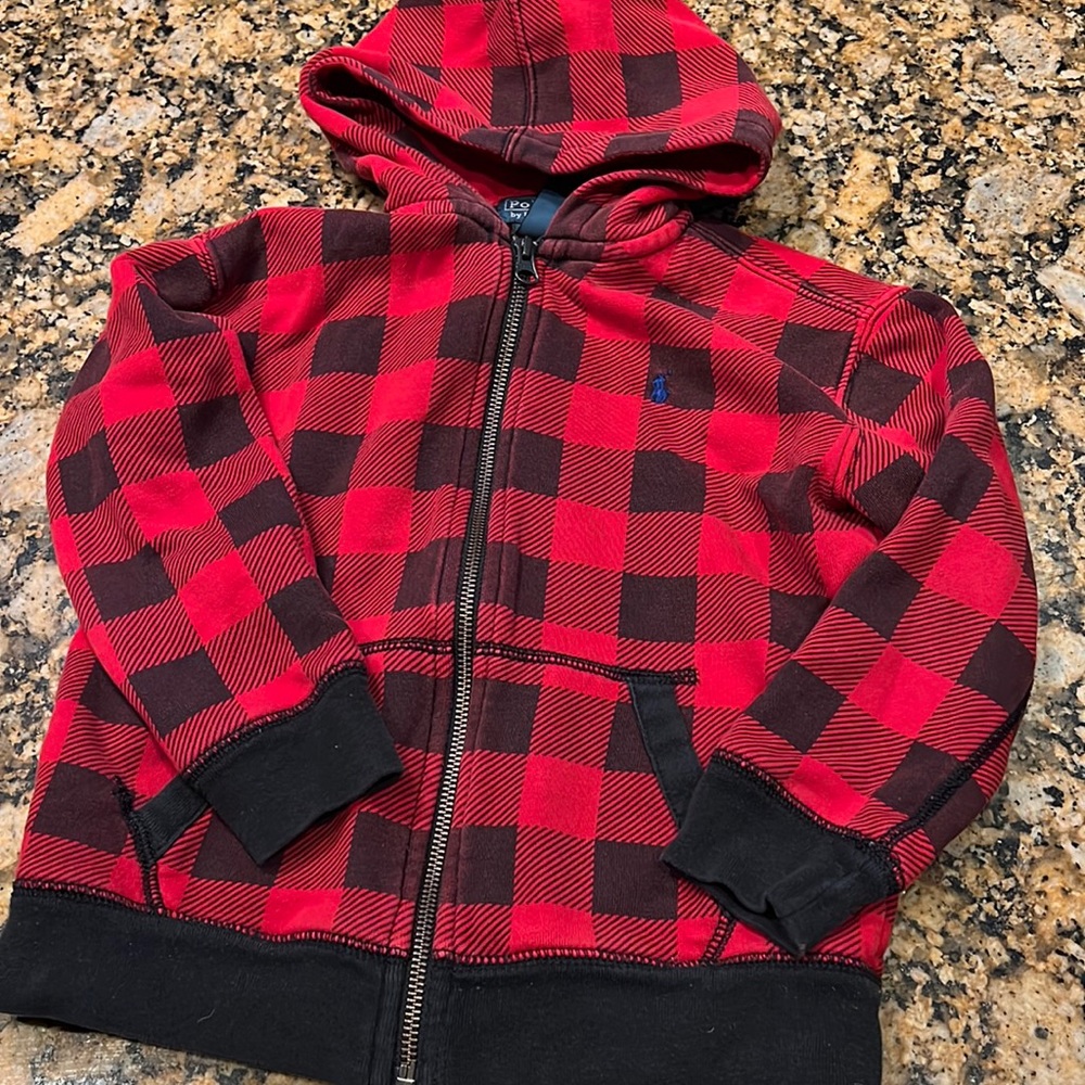 Ralph Lauren Boys Plaid Zip up Hoodie size 5